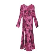 Bloemenprint Midi Jurk met Pofmouwen Mar De Margaritas , Purple , Dame...