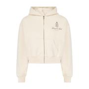 Cropped Zip Hoodie Sporty & Rich , White , Dames