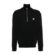 Zwarte Half Zip Sweatshirt Aw24 Maison Kitsuné , Black , Heren