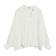 Witte Blouse met Gerimpelde Mouwen Cinque , Beige , Dames