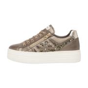 Luxe Sneaker met Metallic Platform Sole Nerogiardini , Brown , Dames