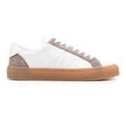 Witte Leren Sneakers met Suède Details Moncler , White , Heren