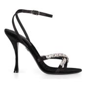 Steenversierde Satijnen Sandalen Dolce & Gabbana , Black , Dames