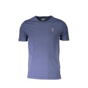 Blauw Katoenen V-hals Logo T-shirt Aeronautica Militare , Blue , Heren