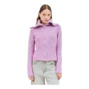 Gebreide Highneck Zip Cardigan Ganni , Pink , Dames