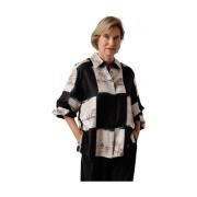 Gedrukte Blouse met Kraag en Plooidetail Momoni , Multicolor , Dames