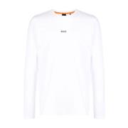 Witte Katoenen Longsleeve T-shirt Boss Orange , White , Heren