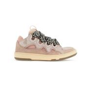 Mesh Leren Sneakers met Rubber Inzetstukken Lanvin , Pink , Dames