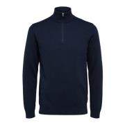 Modern Half-Zip Turtleneck Sweatshirt Selected Homme , Blue , Heren