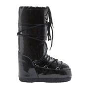 Glitter Zwarte Laarzen Waterdichte PVC Afwerking Moon Boot , Black , D...