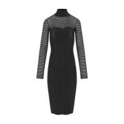 Zwart Chevron Midi Coltrui Jurk Elisabetta Franchi , Black , Dames