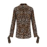 Dierenprint Georgette Shirt Elisabetta Franchi , Brown , Dames