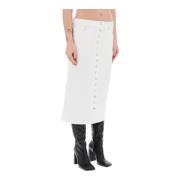 Denim Midi Rok met Metalen Knopen Courrèges , White , Dames