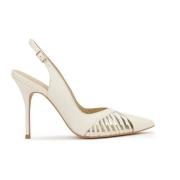 Leren pumps met open hiel en decoratieve uitsparingen Kazar , White , ...