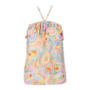 Cupro Katoenmix Stijlvolle Top Love Moschino , Multicolor , Dames