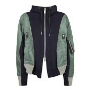 Twill Sponge Hoodie Sacai , Green , Dames