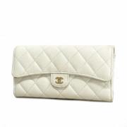 Pre-owned Leather wallets Chanel Vintage , White , Dames