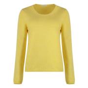 Luxe Cashmere Sweater Ribbed Knit Malo , Yellow , Dames