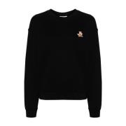 Zwarte Sweatshirt met Speedy Fox Patch Maison Kitsuné , Black , Dames