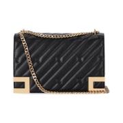 Zwarte Gewatteerde Crossbody Tas Elisabetta Franchi , Black , Dames