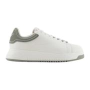 Witte Leren Sneaker Retro Stijl Emporio Armani , White , Heren