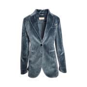 Fluwelen Blauwe Jas Damesmode Circolo 1901 , Blue , Dames