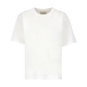 Witte Katoenen T-shirt met Logo Patch Khaite , White , Dames