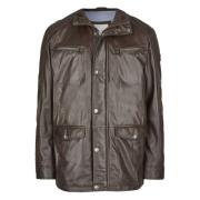 Zachte leren parka jas Bugatti , Brown , Heren