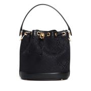 Zwarte stoffen en leren bucket bag Tory Burch , Black , Dames