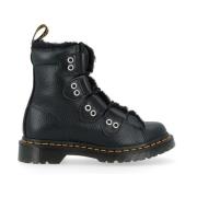 Zwarte Milled Nappa Leren Laarzen Dr. Martens , Black , Dames