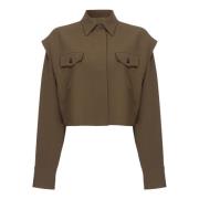 Korte shirt met zakken in technische stof Pinko , Brown , Dames