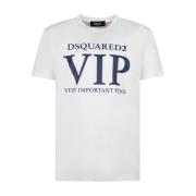 Wit Vip T-shirt met bedrukte letters Dsquared2 , White , Heren