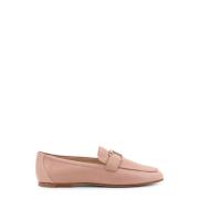 Metalen Detail Leren Loafer Tod's , Beige , Dames