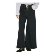 Stretch Wide-Leg Denim Jeans Marni , Black , Dames