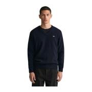 Zachte Lamswol V-hals Sweater Gant , Blue , Heren