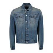 Denim Jack Klassiek Blauw Gewassen Prada , Blue , Heren