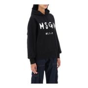 Contrasterende Logo Hoodie Msgm , Black , Dames