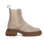 Beige Suède Chelsea Boot met Elastiek Hogan , Beige , Dames