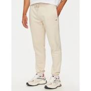 Slim Fit Flag Sweat Pants Tommy Jeans , Beige , Heren