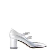 Zilveren Leren Pumps met 6cm Hak Carel , Gray , Dames