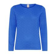 Vrouwelijke O-Neck Pullover Blouse Marlin Skovhuus , Blue , Dames