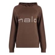 Cashmere Gebreide Hoodie met Logo Malo , Brown , Dames