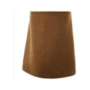 Elegante Wollen Midi Rok in Bruin Bottega Veneta , Brown , Dames