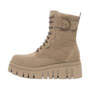 Beige Veterschoenen met zijrits Nerogiardini , Beige , Dames