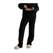 Black Rib Knit Pants Aim'n , Black , Dames