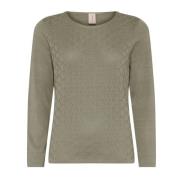 Vrouwelijke O-Neck Pullover Blouse Prei Groen Skovhuus , Green , Dames