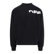 Logo Print Katoenen Sweatshirt Off White , Black , Heren