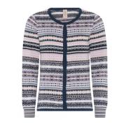 Blauwe Jaquard Cardigan met knopen Skovhuus , Multicolor , Dames