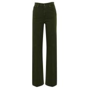 Groene Wijde Pijp Katoenen Broek Dondup , Green , Dames