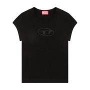 Zwarte T-shirts en Polos met Uitgesneden Details Diesel , Black , Dame...